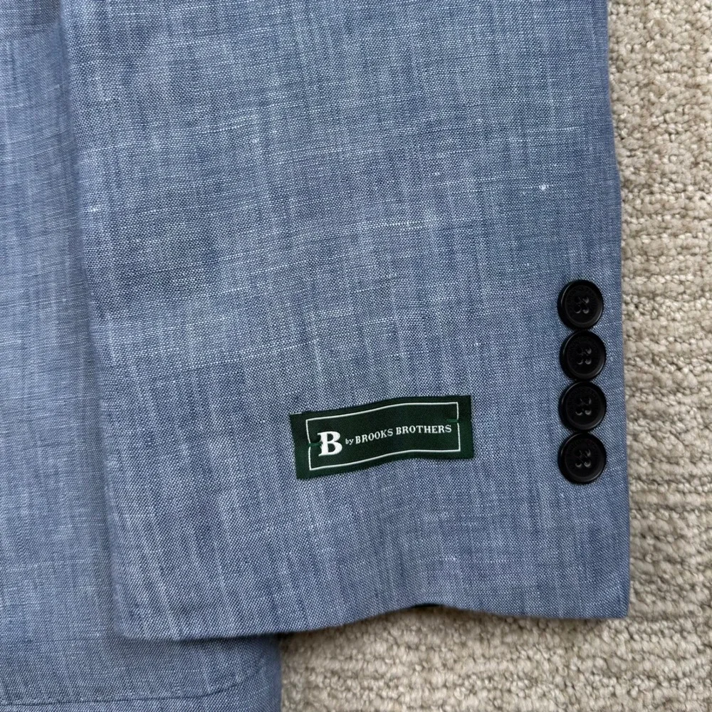 NEW Brooks Brothers Mens 42L Blue 100% Linen Two Button Sport Coat Blazer